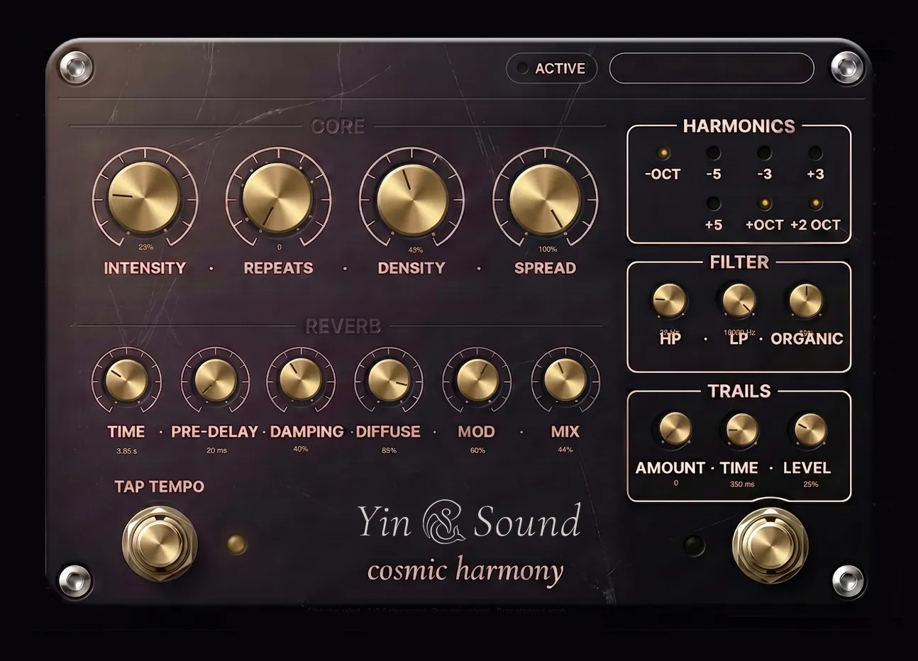 The Cosmic Harmony pedal — the app's signature generative reverb