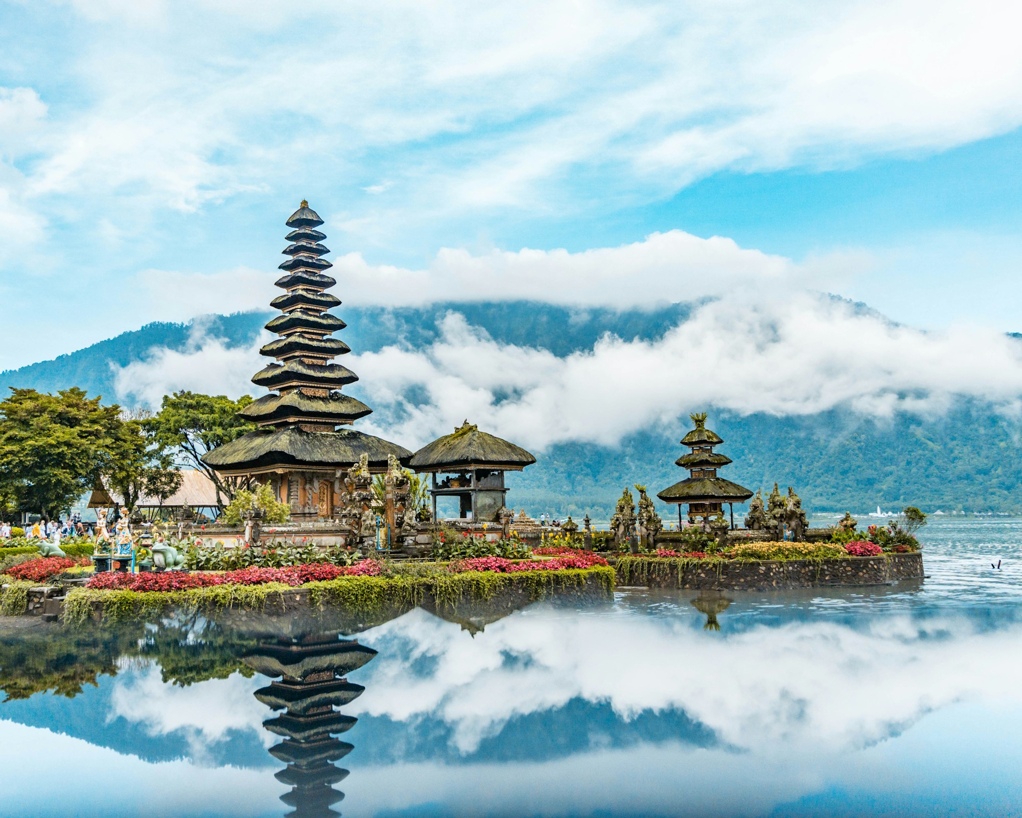 A Balinese temple on the water at dawn